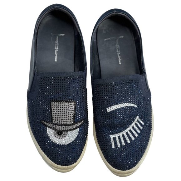 Tact Shoes - Tact Navy BEADED eye slip-on shoes size 38
